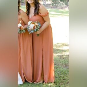 Birdy gray terracotta bridesmaid dress Devin style in chiffon